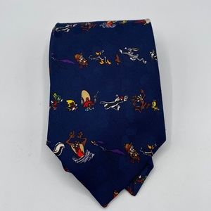 Vintage Looney Tunes Mania Tie Navy Blue